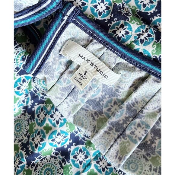 MAX STUDIO Womens Size Small Sleeveless Boho Tribal Print Pleated Sun Dress - Picture 9 of 9